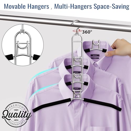Clothes Hangers Space Saving, Newly Upgraded Detachable Shirt Hangers, 4-Tier Non-Slip Coat Hanger with 360° Swivel Hook for Closet Organizers and Storage Shirt,Sweater,Suit - 2 Pack, Patent Pending - color: Black-4 Layers, size: 2pcs