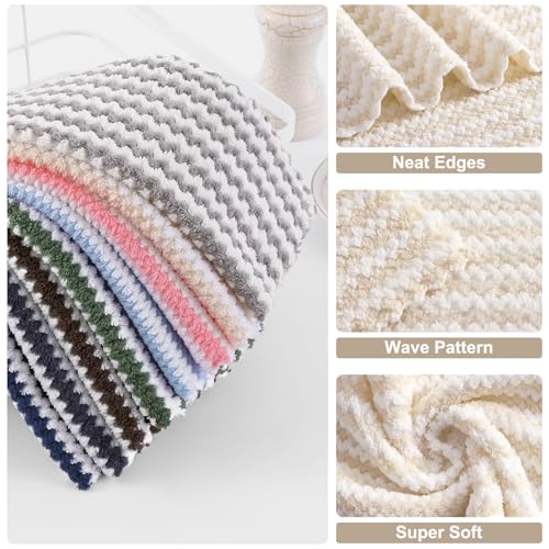 Homaxy 6 Pack Coral Velvet Kitchen Towels, 10 x 20inches, Beige - color: Beige, size: 10 x 20 - 6 Pack