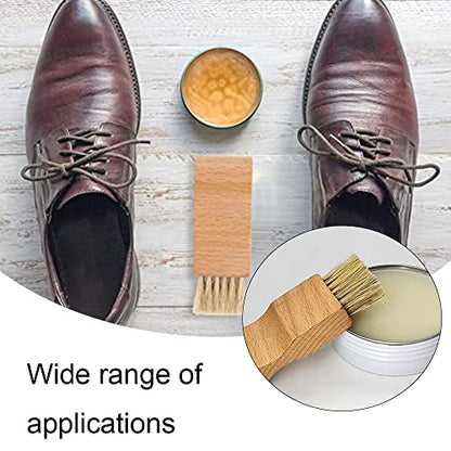 2 Pcs Shoe Polish Applicator Brushes Small Shoe Cleaning Brushes Wooden Handle Shine Shoes Brushes for Leather Boots Shoes Bags