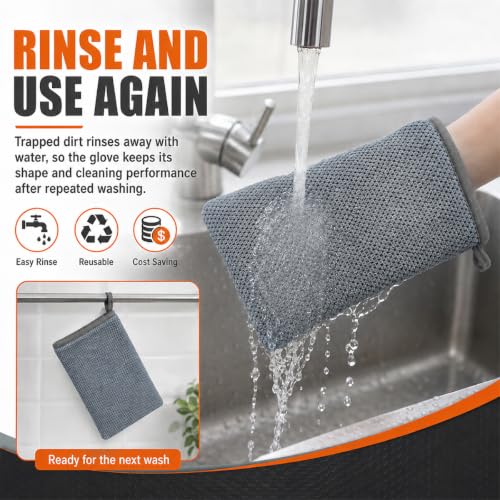 Clay Mitt for Car Detailing, No Scratch Reusable Magic Clay Bar Glove, Microfiber Auto Cleaning Supplies for Removing Debris from Paint, Glass, Wheels, Windshield(Gray) - color: Gray