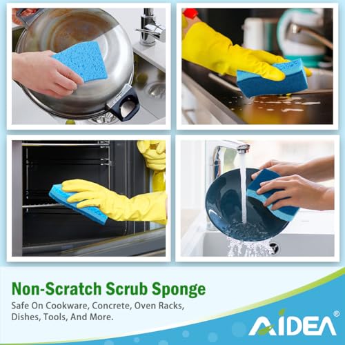 AIDEA Sponges Kitchen-24Count, Non-Scratch Scrub Sponge, Sponge for Dishes - color: Light-blue