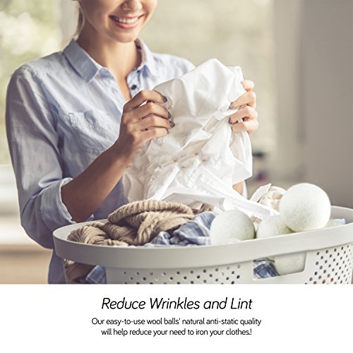 Wool Dryer Balls XL Size 6 Pack, Natural Fabric Softener 100% Organic Premium New Zealand Wool, Chemical Free and Reduces Wrinkles, 1000+ Loads, Baby Safe, Saving Energy & Time, White 6 Count - size: 1 Count (Pack of 6)
