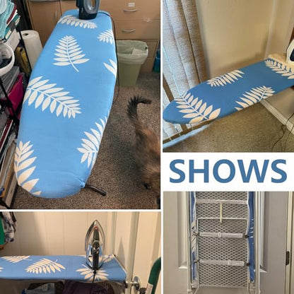 SheeChung 14"x42" Over The Door Ironing Board Cover and Pad,Heat Resistance - color: Blue+leaf, size: 14"L x 42"W