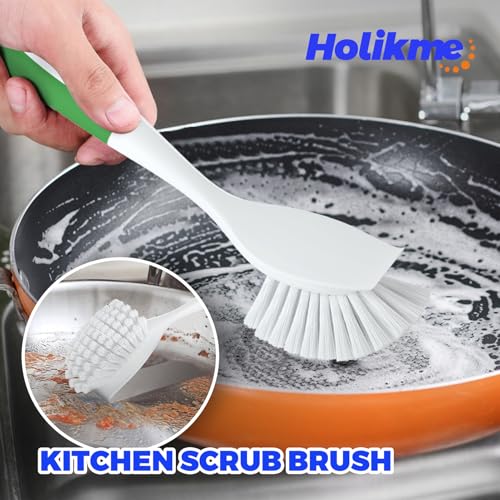 Holikme Dish Brush Cleaning Brush Set for Cleaning Groove Gap,Green - color: Green