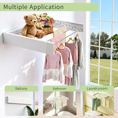 31.5 Inch Wall Mounted Clothes Drying Rack, Foldable Laundry Rack