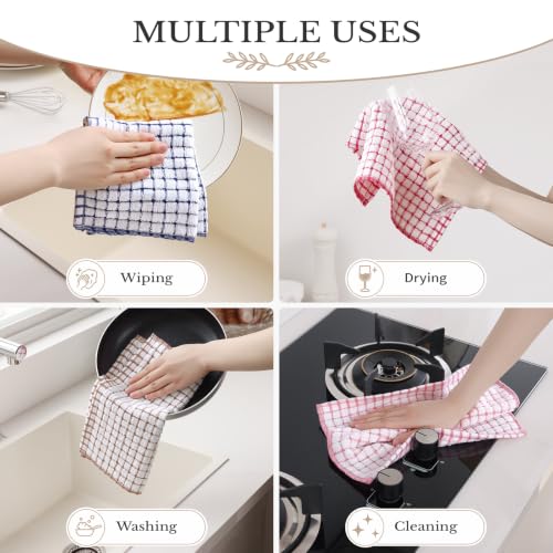 Homaxy 12 Pack Terry Kitchen Dish Cloths, 12"x12", Blue/Pink/Red/Brown - color: Blue/Pink/Red/Brown, size: 12 x 12 - 12 Pack