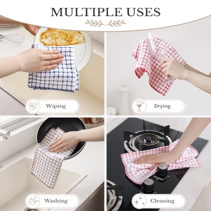Homaxy 12 Pack Terry Kitchen Dish Cloths, 12"x12", Blue/Pink/Red/Brown - color: Blue/Pink/Red/Brown, size: 12 x 12 - 12 Pack