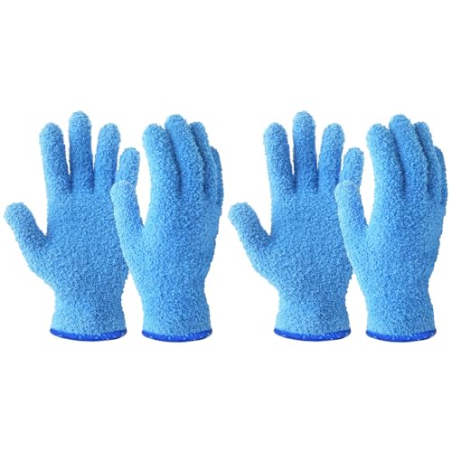 Evridwear 2 Pairs Microfiber Dusting Gloves for Plants & Blinds - color: Blue 2 Pairs, size: Small/Medium (Pack of 2)