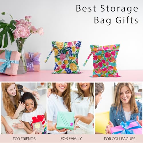 Swimsuit Bag Wet Bags for Travel Reusable Waterproof Dry Bags Diaper Bag Pineapple Peach Wet Bag for Swimsuit Towels Beach Gym 10.2×12.6 Inches - color: Pineapple Peach