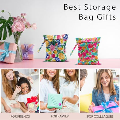Swimsuit Bag Wet Bags for Travel Reusable Waterproof Dry Bags Diaper Bag Pineapple Peach Wet Bag for Swimsuit Towels Beach Gym 10.2×12.6 Inches - color: Pineapple Peach