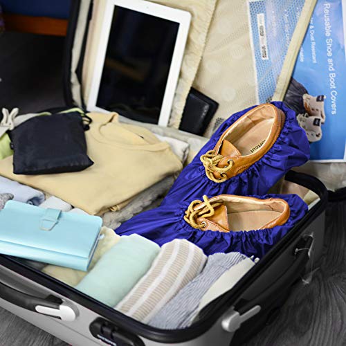 Reusable Boot & Shoe Covers, Washable, Non-Slip, 2 Pairs, Large - color: Blue, size: Large