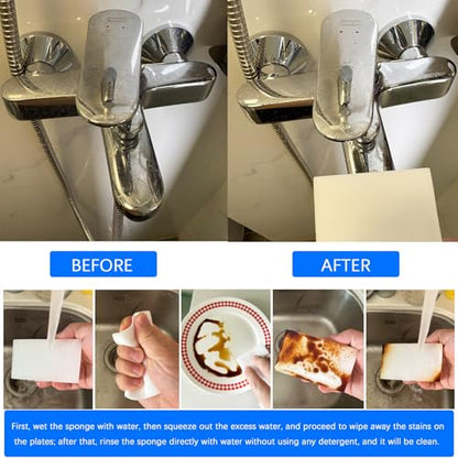 50pcs Magic Sponge Eraser Extra Thick Long Lasting Melamine Cleaning Sponge Bulk - Multi-Surface Electric Wash Foam Cleaning Pads - Bathtub, Floor, Base, Bath, Wall Cleaner (50, 10 * 6 * 2cm)
