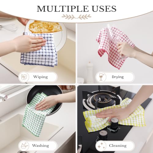 Homaxy 8 Pack Terry Kitchen Dish Cloths, 12"x12", Blue/Yellow/Red/Green - color: Blue/Yellow/Red/Green, size: 12 x 12 - 8 Pack