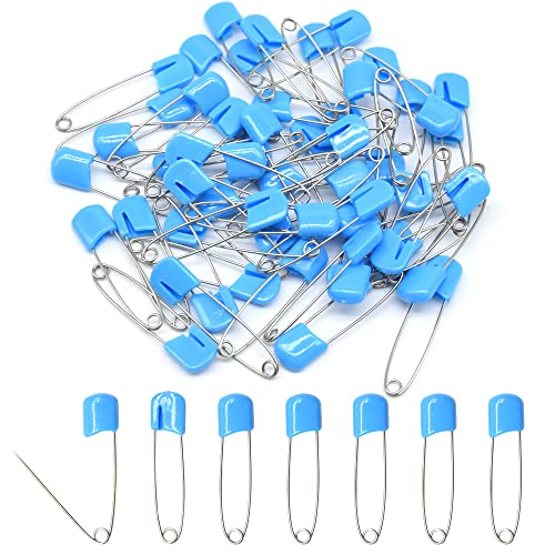 50 PCS Safety Pin 54mm/2.2in Baby Diaper Pins for Cloth Plastic Head Baby Pins for Diapers Stainless Steel Cloth Pins with Locking Closures Nappy Pin for Crafts（DT/Blue） - color: Blue