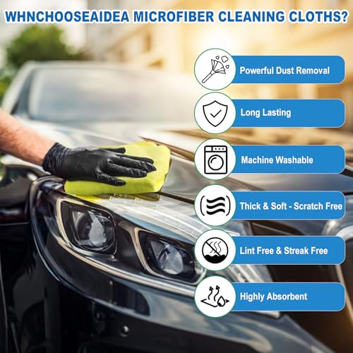 Microfiber Cleaning Cloths – 50 Pack, 15"x15" Ultra Soft, Lint-Free, Quick-Dry Towels for Cleaning Car, Home, Kitchen & Garage – Reusable Microfiber Rags