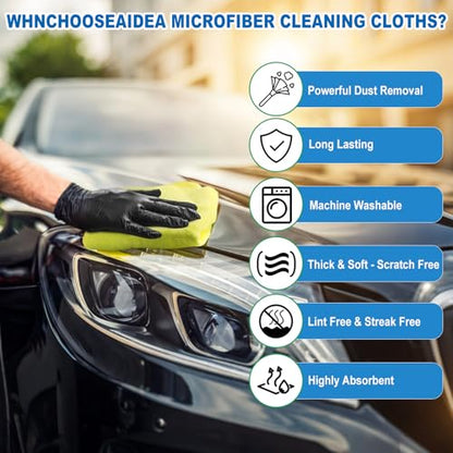 Microfiber Cleaning Cloths – 50 Pack, 15"x15" Ultra Soft, Lint-Free, Quick-Dry Towels for Cleaning Car, Home, Kitchen & Garage – Reusable Microfiber Rags