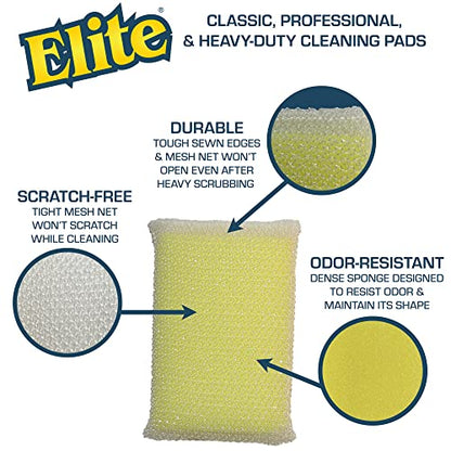 Elite All Purpose Cleaning Pad, 6 Pads (Individually Boxed), Non Scratch, Dish Sponge, Scrubber, Sponges for Kitchen and Household Use, Made in USA