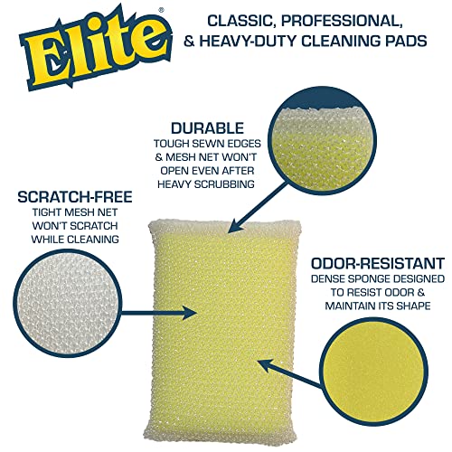 Elite PRO All Purpose Cleaning Pad, 2 Pack, Non Scratch, Dish Sponge, Scrubber, Made in USA. Large Thin Sponge for Kitchen and Household Use. Flexible to Clean Corners and Tight Spaces. - size: 2-Pack