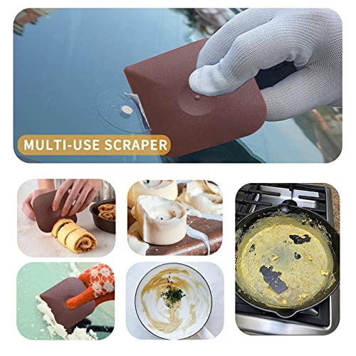 Herda Cast Iron Cleaner Scrubber +Pan Scraper, Patented Chain Mail Scrubber - color: Black