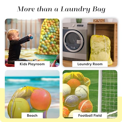Handy Laundry Mesh XL Laundry Bag 24"x36", Heavy Duty Drawstring, Yellow