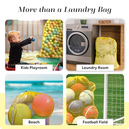 Handy Laundry Mesh XL Laundry Bag 24"x36", Heavy Duty Drawstring, Yellow