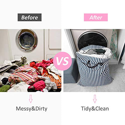 SWISSELITE Laundry Bag with Handle and Drawstring, Large Heavy Duty Laundry Bag, 28 x 40 Inches Travel Dirty Clothes Bag for Laundromat and Household - color: Stripe Green