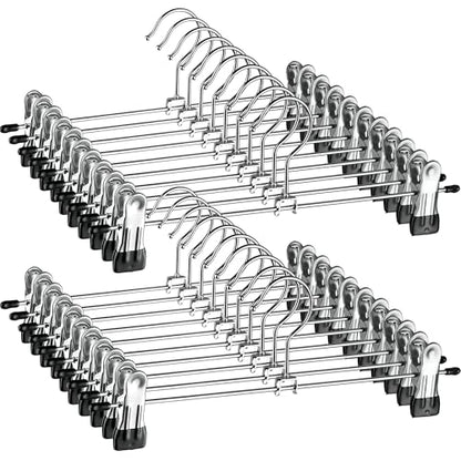 ZOBER Metal Pants Hangers with Clips, Skirt Clothes Hangers, 20 Pack