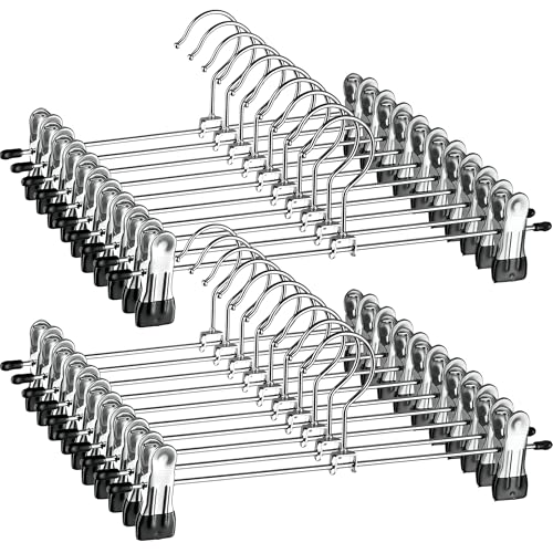 ZOBER Metal Pants Hangers with Clips, Skirt Clothes Hangers, 20 Pack