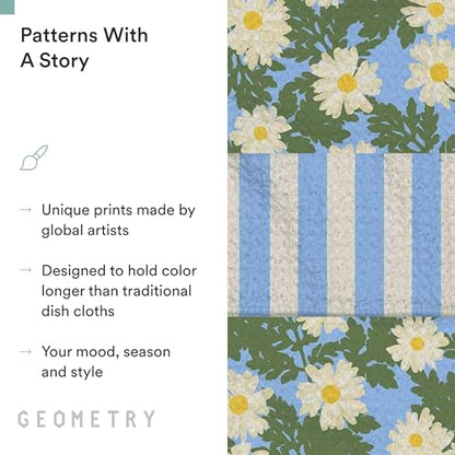 GEOMETRY Kitchen Dish Cloths - Spring & Summer Collection - Premium Dishcloths with Geoweave - Absorbent & Fast Drying Kitchen Towels - Daisy Sky, 10" x 10" - 3-Pieces - color: Daisy Sky, size: 10" x 10" (3 Pack)