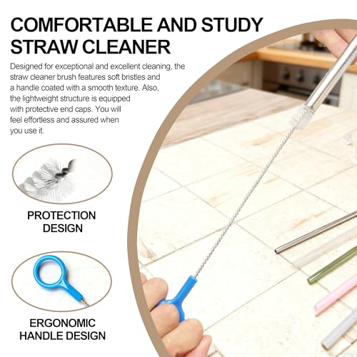 Straw Cleaner Brush Set Include 2 Size(12+10 Inch),Straw Brush Cleaner with 3mm Thick 304 Steel Wire,Straw Cleaning Brush for Baby Bottle,Stanley Straw Cleaner Brush for 20/30/40oz Stanley Cups.
