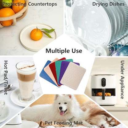 ZLR 4-in-1 Silicone Mat: Air Fryer & Coffee Maker, 12"x12", Lichen Blue - color: Lichen Blue, size: 12" x 12"