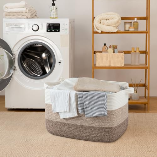 65L Large Woven Blanket Basket for Living Room, 19.7"x15.7"x11.8" - color: Gradient Yellow, size: 19.7"x15.7"x11.8"