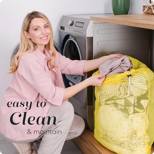Handy Laundry Mesh XL Laundry Bag 24"x36", Heavy Duty Drawstring, Yellow