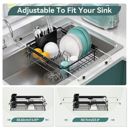 TOOLF in Sink Dish Drying Racks, Large Dish Drainer with Utensil Holder - size: Large Size