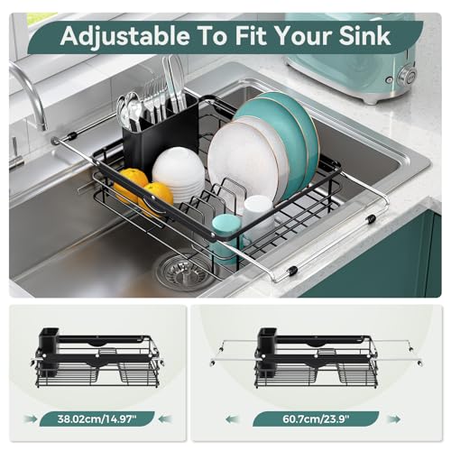 TOOLF in Sink Dish Drying Racks, Large Dish Drainer with Utensil Holder - size: Large Size
