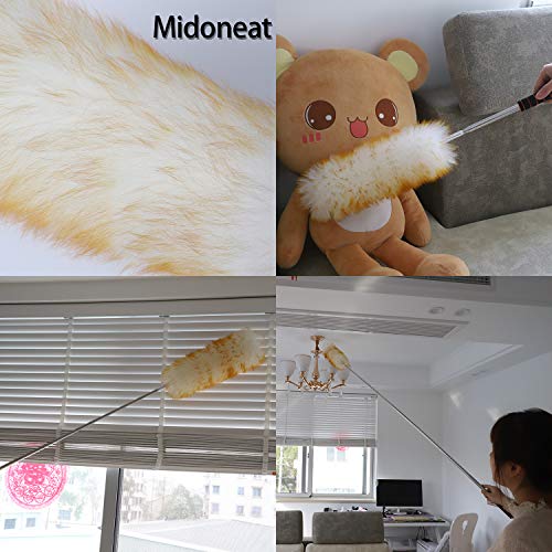 Midoneat Lambswool Duster with Extra Flexible Microfiber Head,Long Reach/Extendable Duster Up to 86" for Cleaning High Ceiling Fan, Interior Roof, Cobweb, Keyboard, Furniture