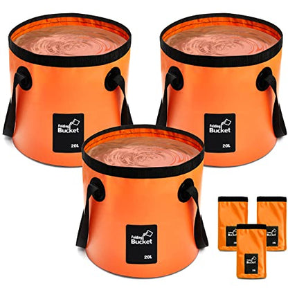 Tessco for You 3 Pcs 5 Gallon Collapsible Bucket with Handle - color: Orange