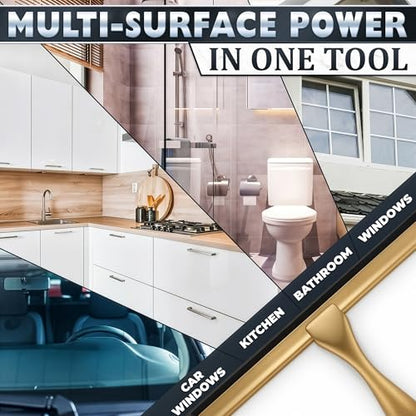 Gold Squeegee for Shower Glass, 10" Silicone Blade, Stainless Steel - color: Gold, size: 10 Inch