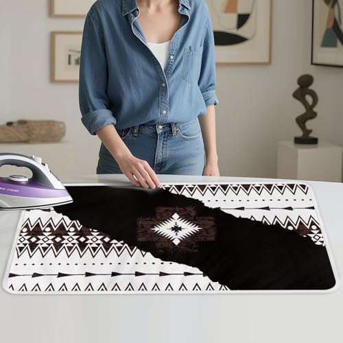 Aztec Print Ironing Mat Portable Ironing Pad Blanket for Table Top Heat Resistance Foldable Lightweight 32 x 16 Inch Small Ironing Pads for Washer,Dryer,Countertop - color: Aztec