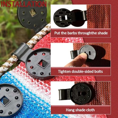 Sunscreen Net Clips, Heavy Duty Plastic Shade Cloth Clips 100Pack Universal Garden Plant Clamps for Tarpaulin, Mesh, Canopy, Fence
