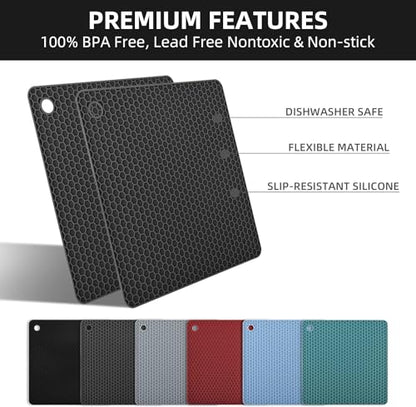 Silicone Trivets Mats, Hot Pads for Pot Holder, Square Trivets for Dishes, Pots and Pans, Multi-Purpose Kitchen Counter Pads, Non-Slip Heat Resistant Mats Set 4 Purple - color: B09: Square-purple