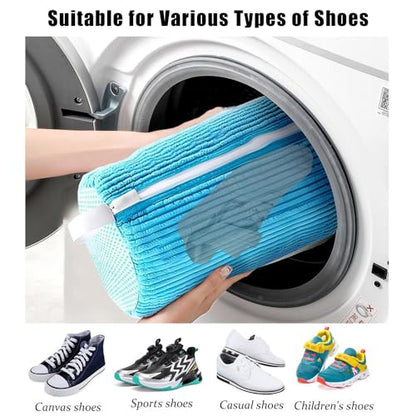 2PCS Laundry Shoe Bags for Washing Machine (Blue) - color: Blue