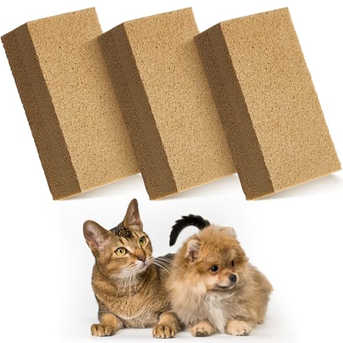 3 Pack Pet Hair Remover Sponge Cat and Dog Hair Sponge, Khaki - color: Khaki