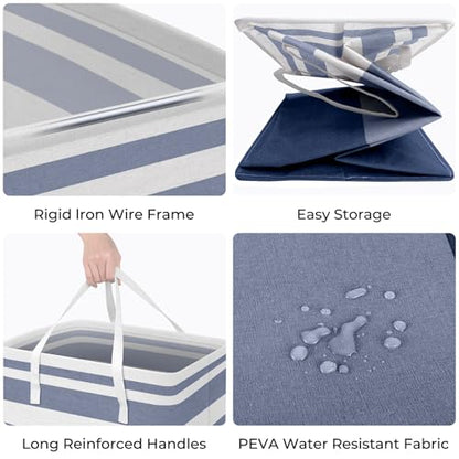 HomeHacks 2 Pack Large Laundry Baskets, Laundry Hampers Bags (Blue 75Lx2) - color: Blue, size: 75L
