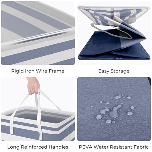 HomeHacks 2 Pack Laundry Baskets, Laundry Hampers Bags (Blue+Pink 75L) - color: Blue+Pink, size: 75L