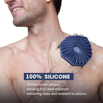 iTOKGOK® 2-in-1 Silver-Infused Silicone Body Scrubber, Double-Sided Design Body Brush Body Scrubber Exfoliating Body Brushes for Sensitive Skin for Showering, Silicone Loofah - Blue - color: Blue