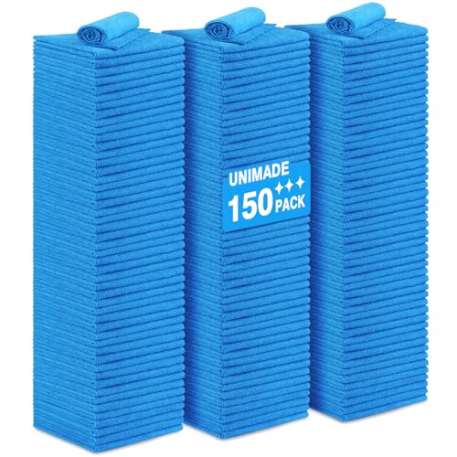 UNIMADE Shop Towels Rags, 150 Pack Reusable Microfiber Cleaning Cloth - color: Blue, size: 150PK