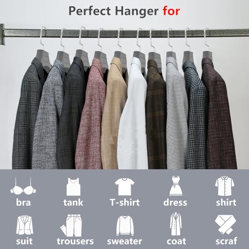 DEDU Suit Hangers for Men 10 Pack, Grey Coat Hangers Extra Wide Non Slip Width 17.7", Thick Plastic with Pants Bar & Metal Hook - color: Gray, size: 10 Pack