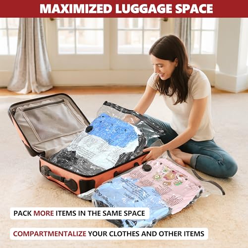 Vacuum Seal Bags for Clothing Travel and Home Storage, Travel Vacuum Bags with Electric Pump, Space Saver Compression Packing Cubes for Luggage Suitcase Bedding Blankets Clothes, 8 Medium - size: 8 Medium