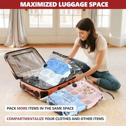 Vacuum Seal Bags for Clothing Travel and Home Storage, Travel Vacuum Bags with Electric Pump, Space Saver Compression Packing Cubes for Luggage Suitcase Bedding Blankets Clothes, 8 Medium - size: 8 Medium